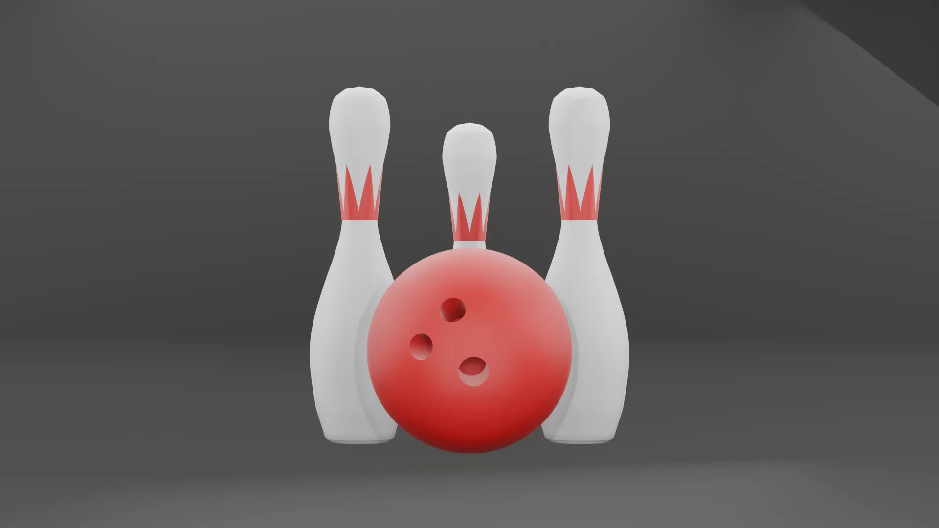Bowling ball and pins Low-poly 3D model