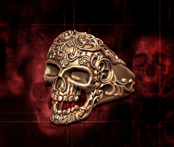 skull ring jewelry 3D print model
