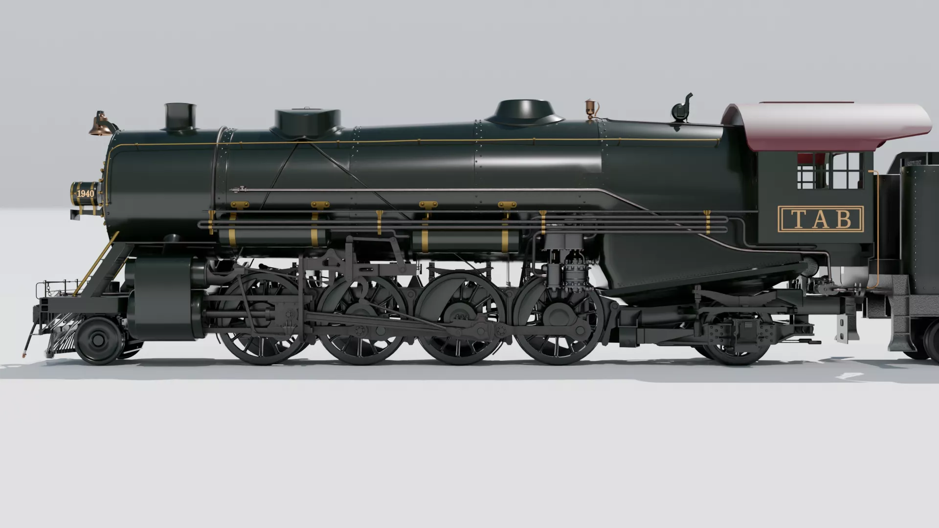 Vintage Steam Locomotive 3D Model Low-poly 3D model