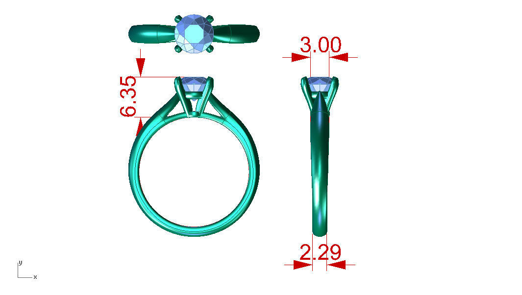 ZLR0156 solitaire diamond engagement ring 3D print model_4