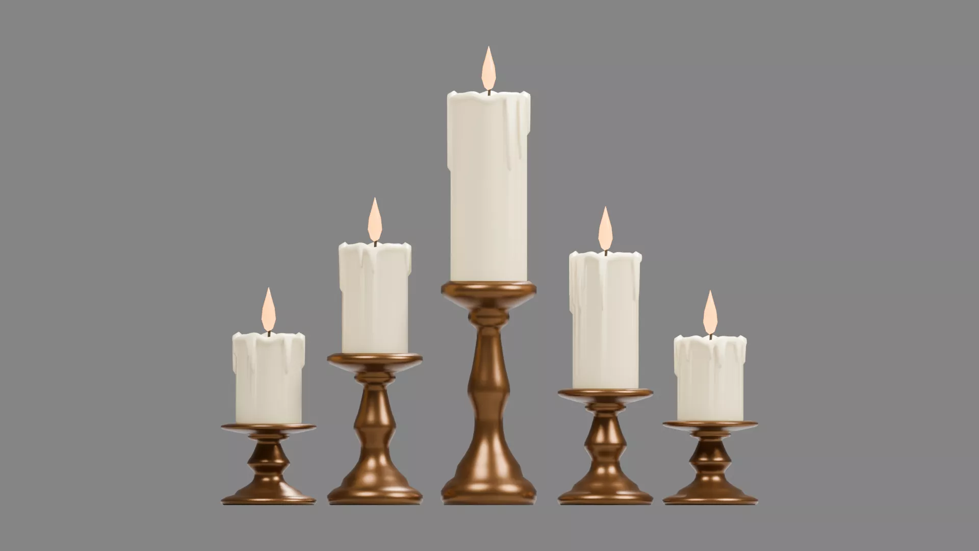 Candles candle holders Low-poly 3D model