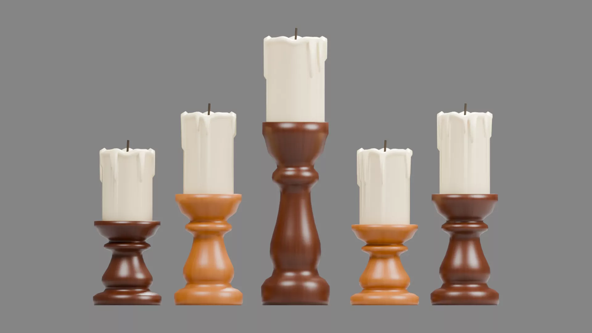 Candles candle holders Low-poly 3D model