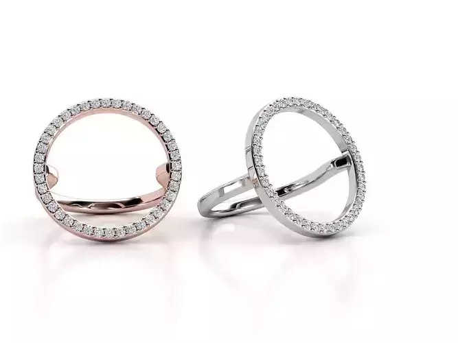 ZLR0157 circle ring with diamonds gold