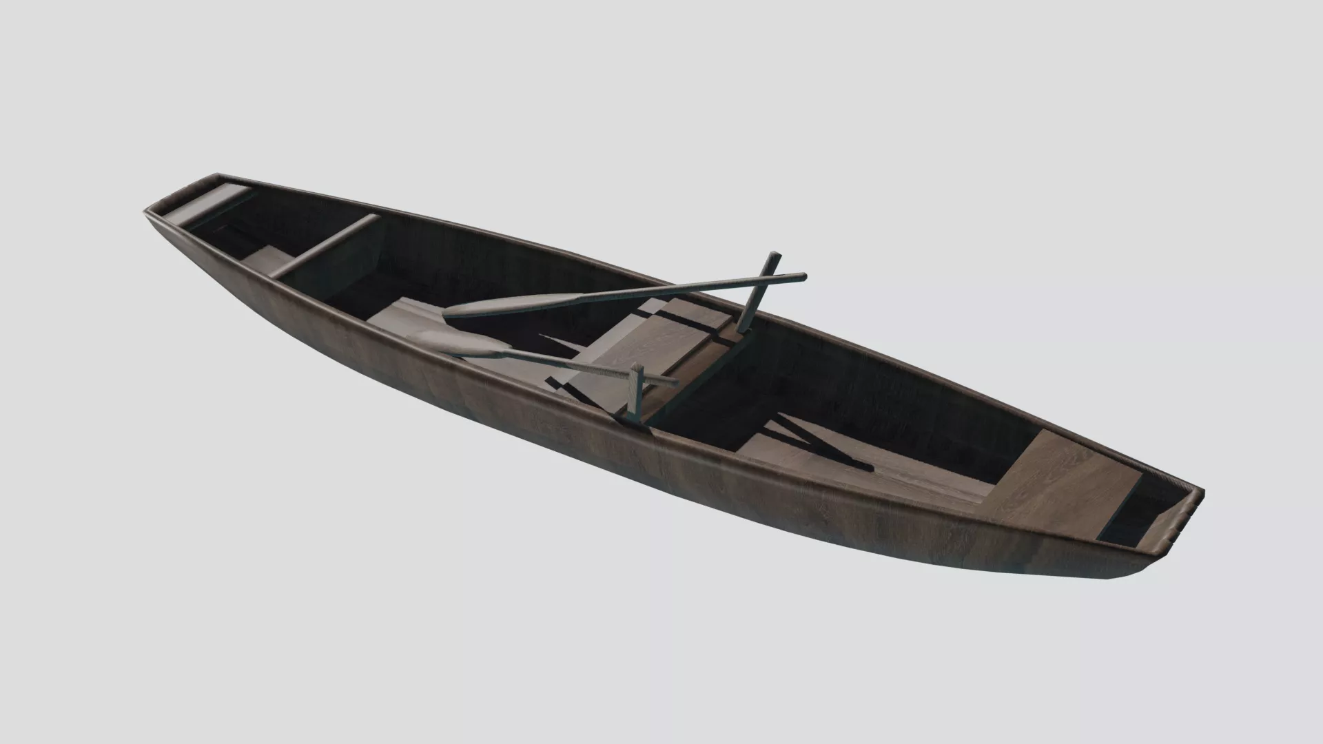 Small Wooden Rowing Boat 3D Model 3D model