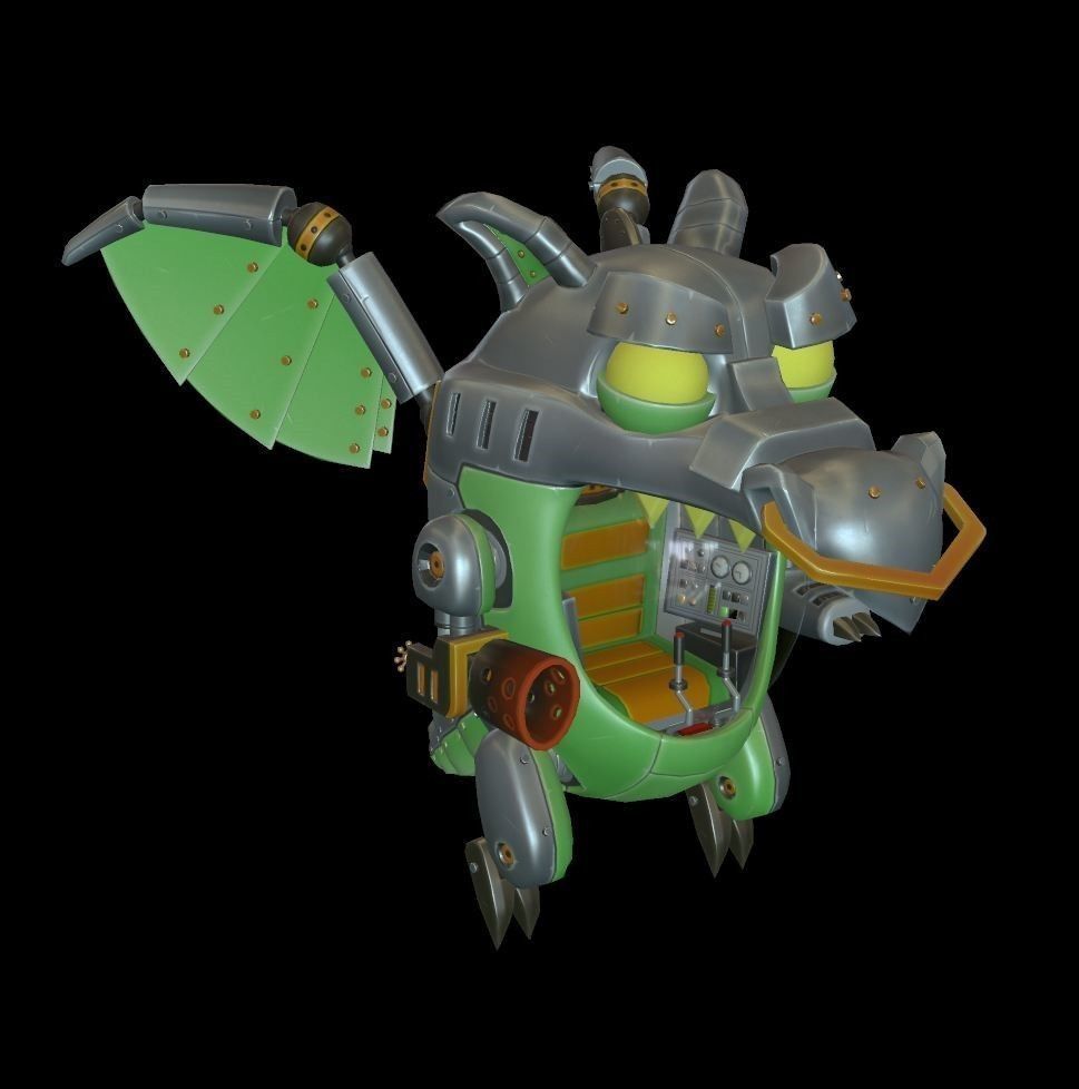 Mechanical Dragon Low-poly 3D model_6
