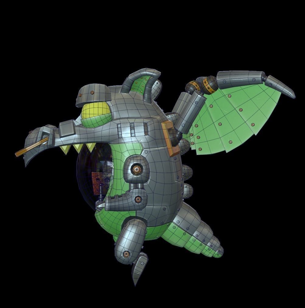 Mechanical Dragon Low-poly 3D model_10