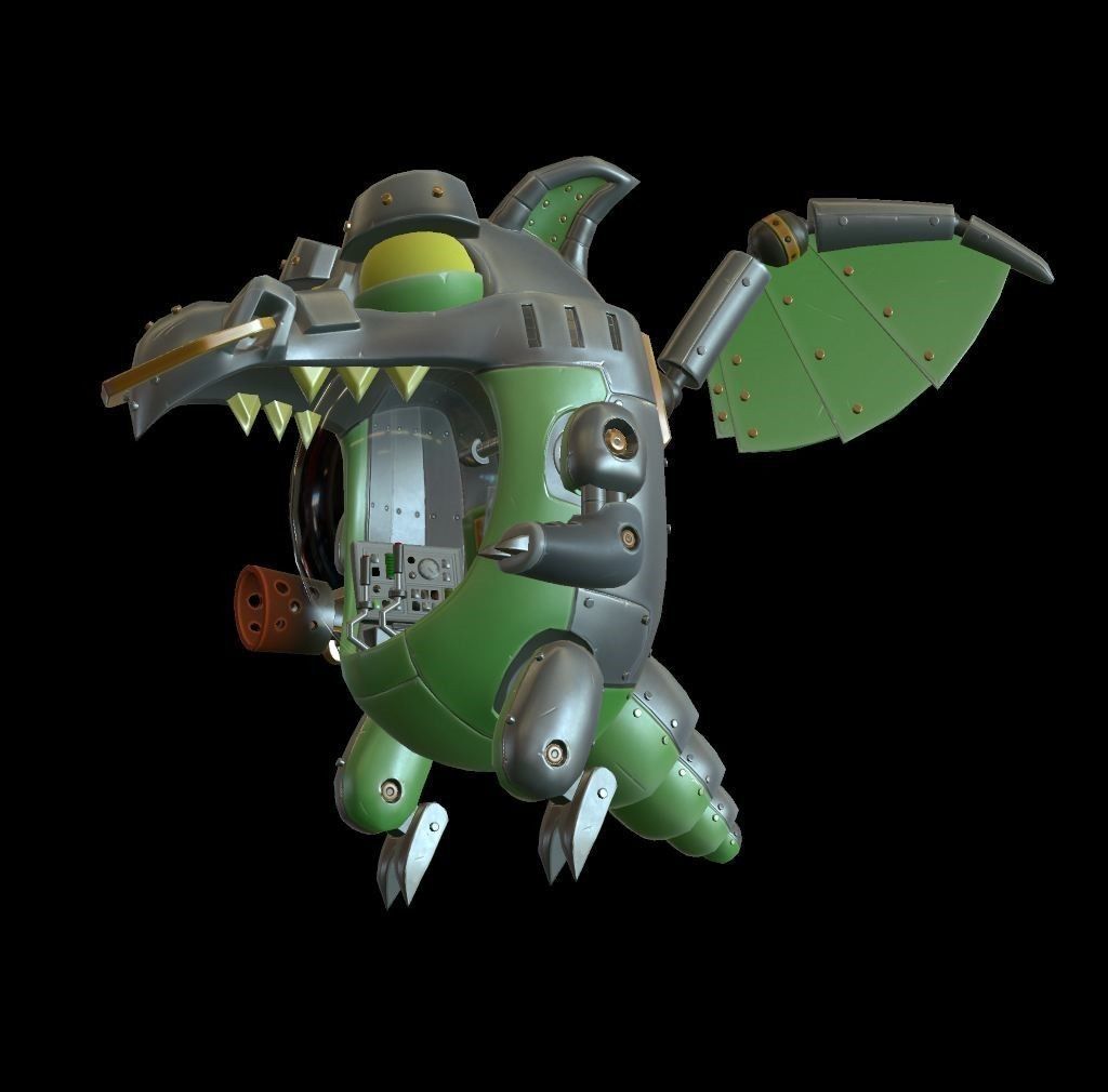 Mechanical Dragon Low-poly 3D model_7