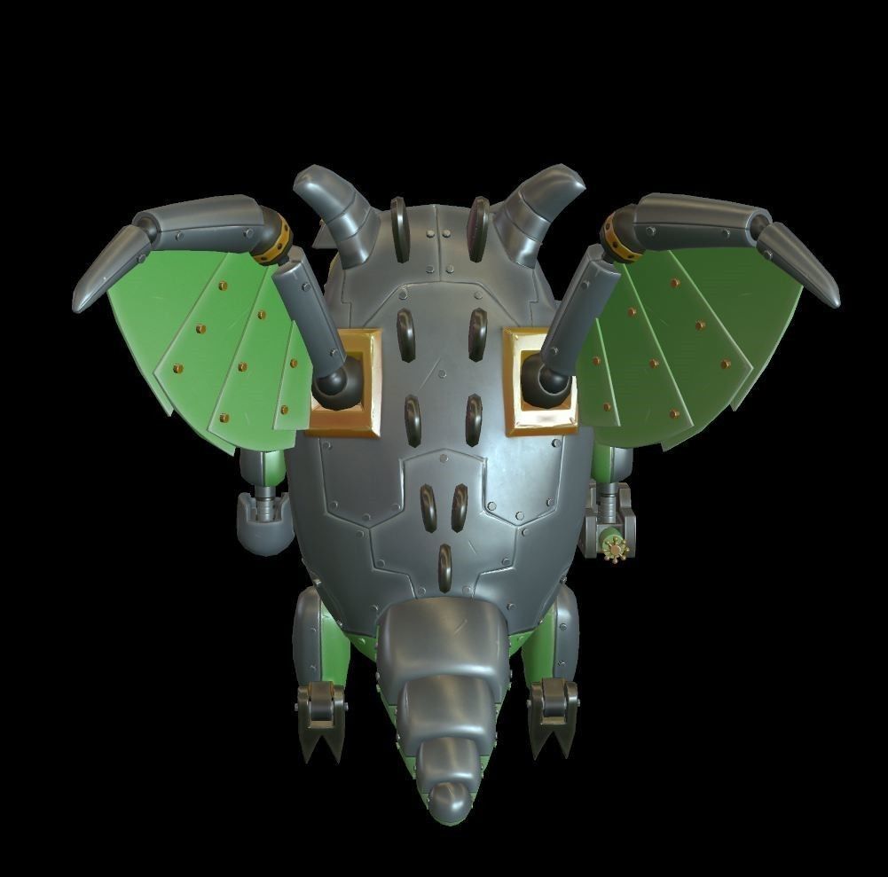 Mechanical Dragon Low-poly 3D model_5