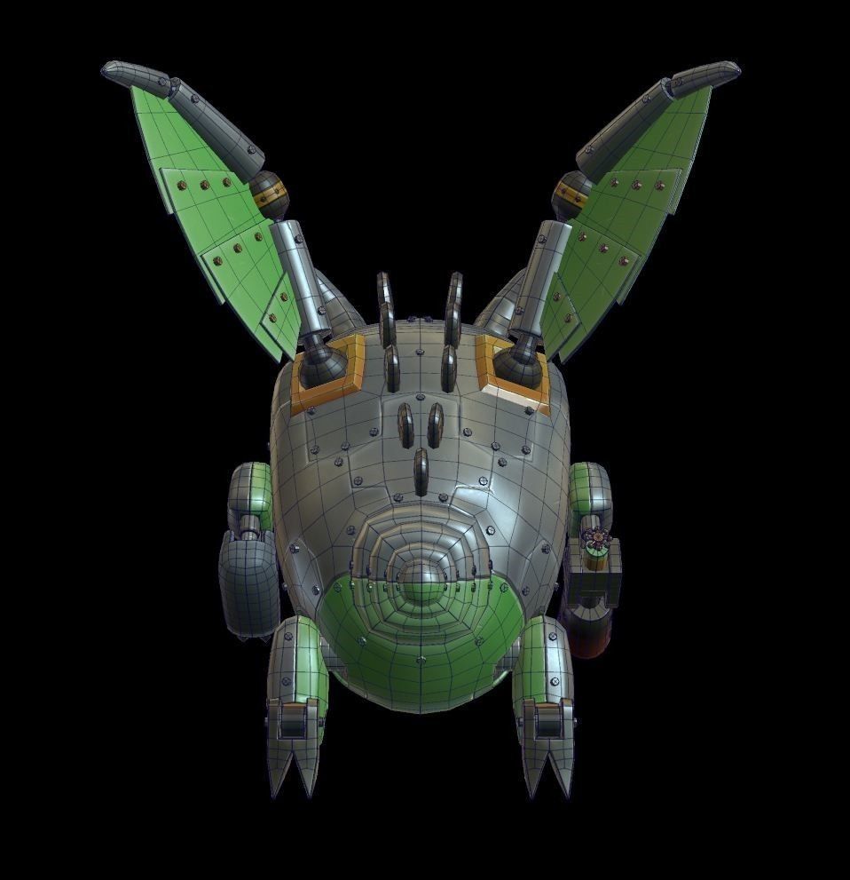 Mechanical Dragon Low-poly 3D model_2