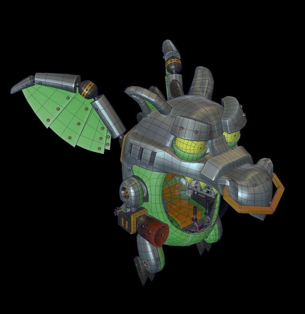 Mechanical Dragon Low-poly 3D model_1