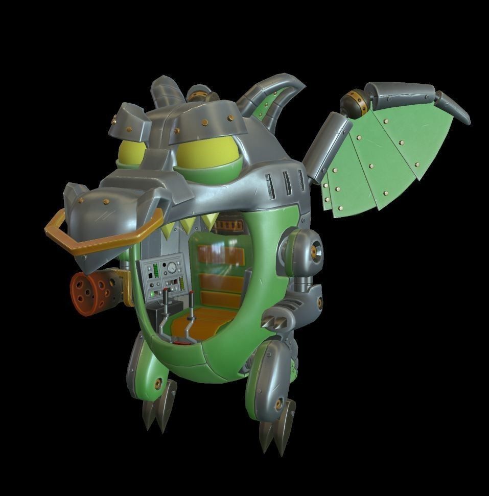 Mechanical Dragon Low-poly 3D model_3