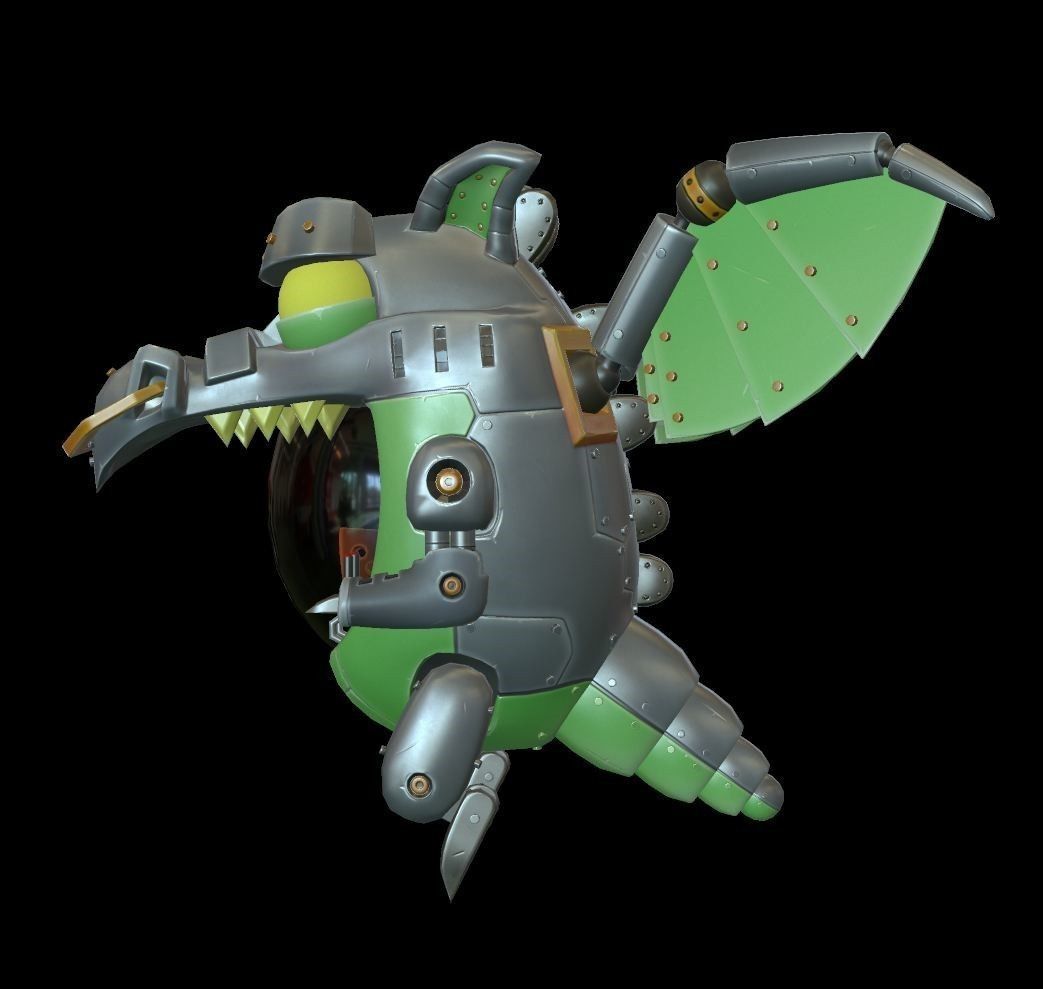 Mechanical Dragon Low-poly 3D model_4
