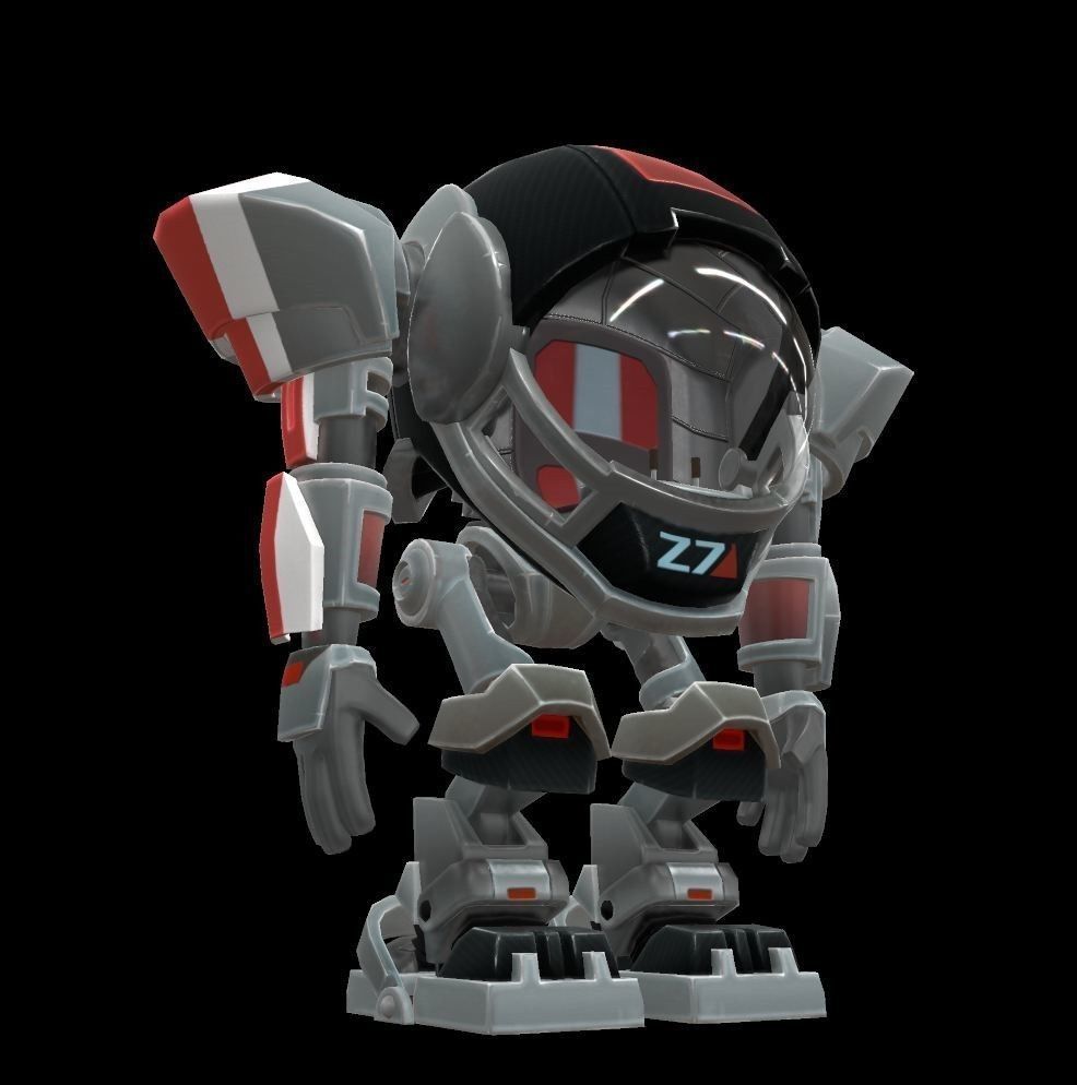 Cartoon robot V3 Low-poly 3D model_5
