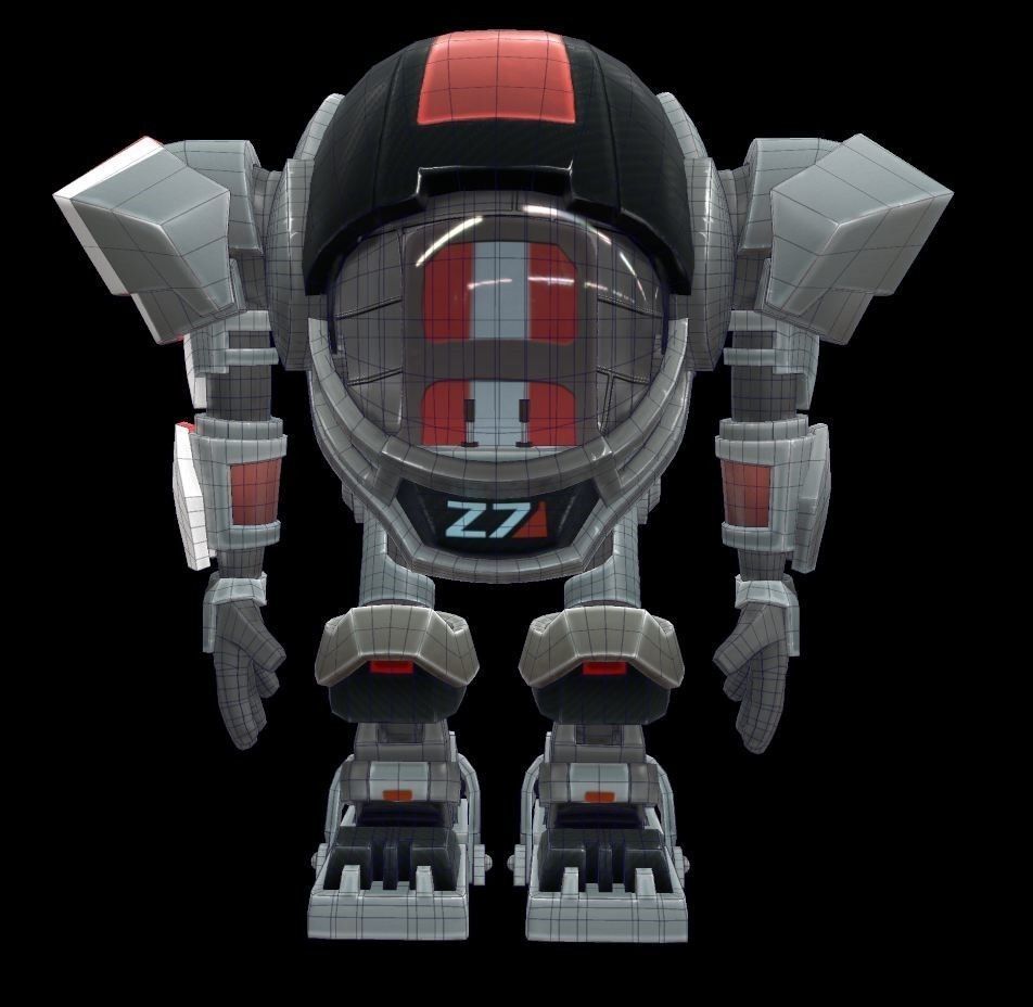 Cartoon robot V3 Low-poly 3D model_6