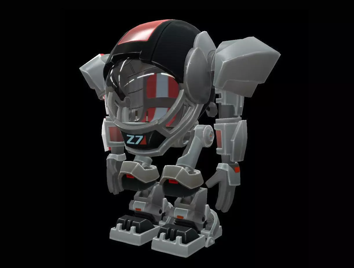 Cartoon robot V3 Low-poly 3D model_0