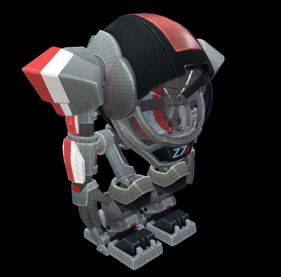 Cartoon robot V3 Low-poly 3D model_8