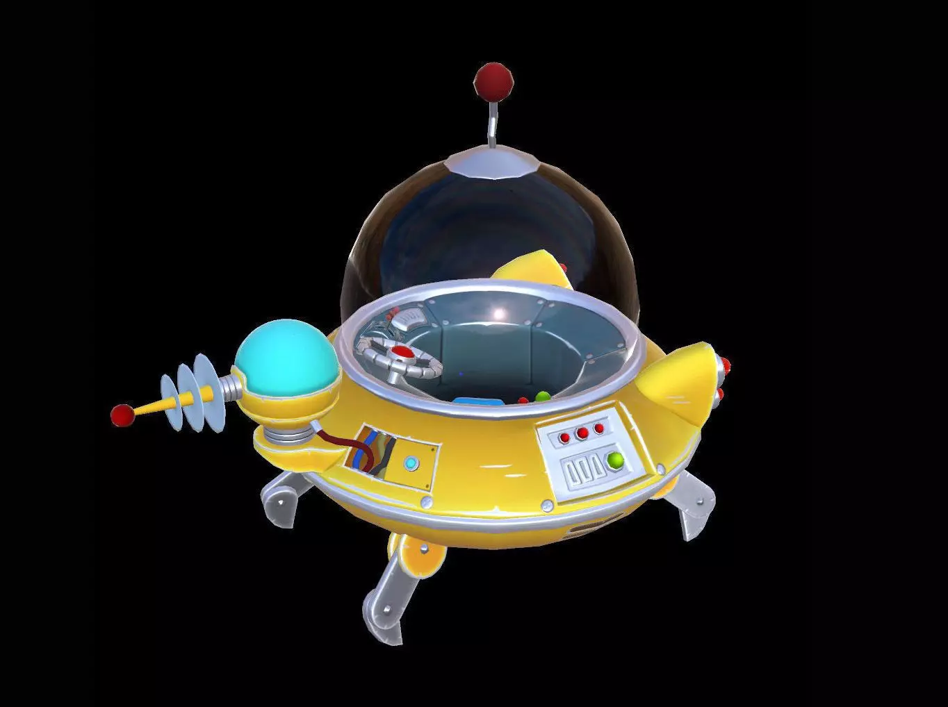 Cartoon space ship Low-poly 3D model