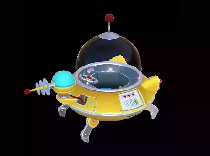 Cartoon space ship Low-poly 3D model