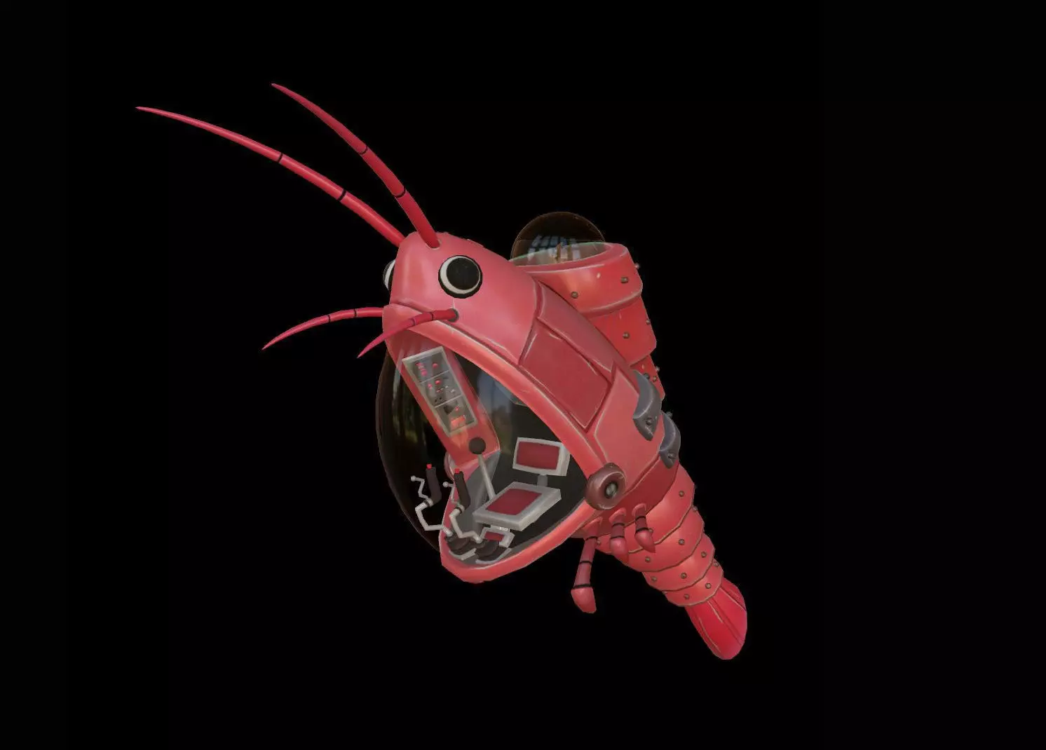 Mechanical Shrimp Low-poly 3D model_0