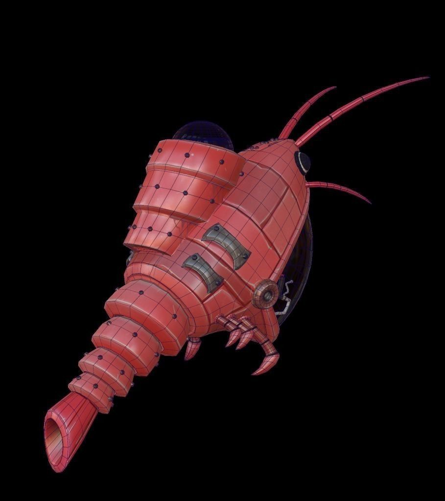 Mechanical Shrimp Low-poly 3D model_7