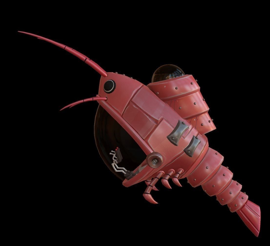 Mechanical Shrimp Low-poly 3D model_1