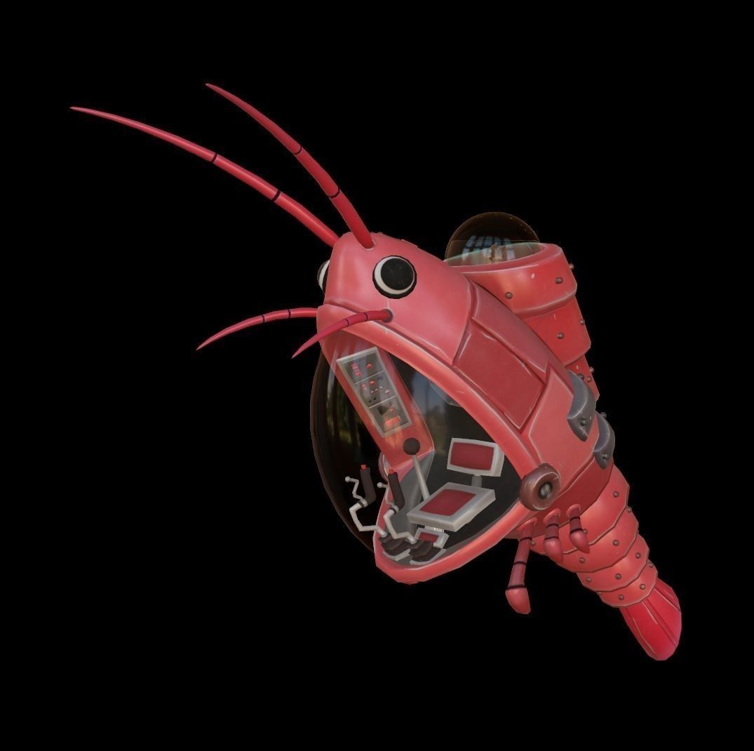 Mechanical Shrimp Low-poly 3D model_3