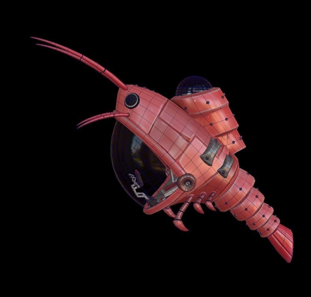 Mechanical Shrimp Low-poly 3D model_5