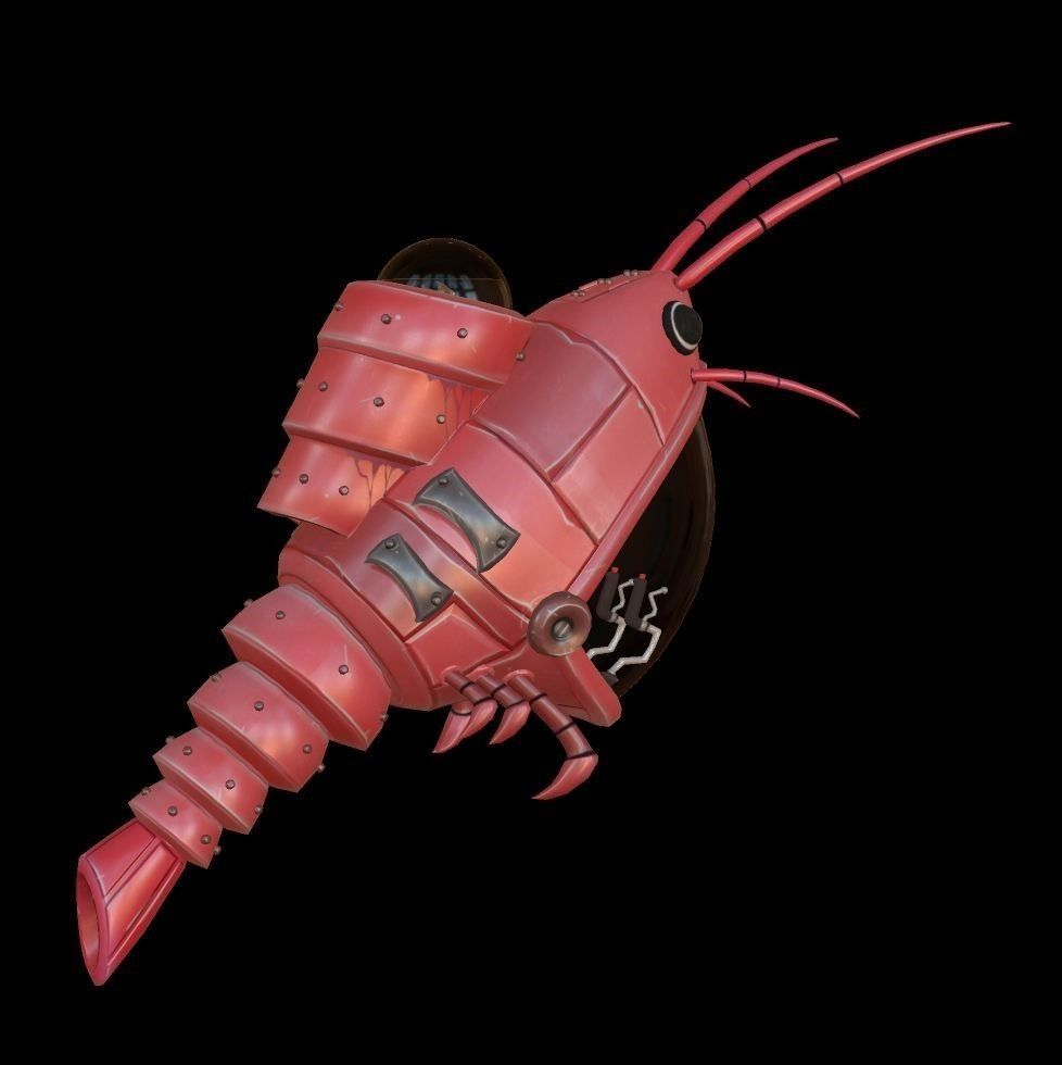Mechanical Shrimp Low-poly 3D model_4
