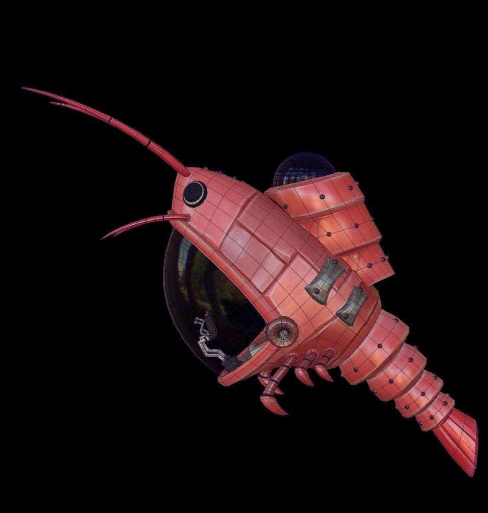 Mechanical Shrimp Low-poly 3D model_6