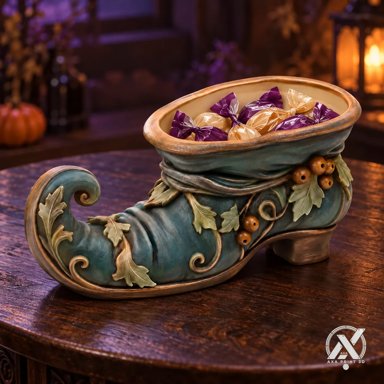 Witch Candy bowl 3D Print Model - Witchboot Wrapped Treat Scoop 3D print model