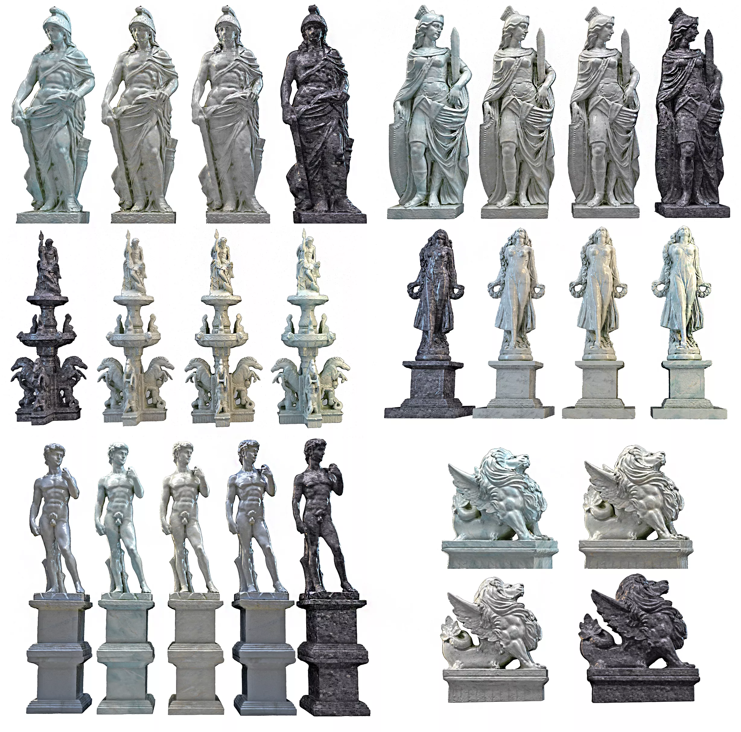 Classic Marble Sculpture Mega Pack Low-poly 3D model