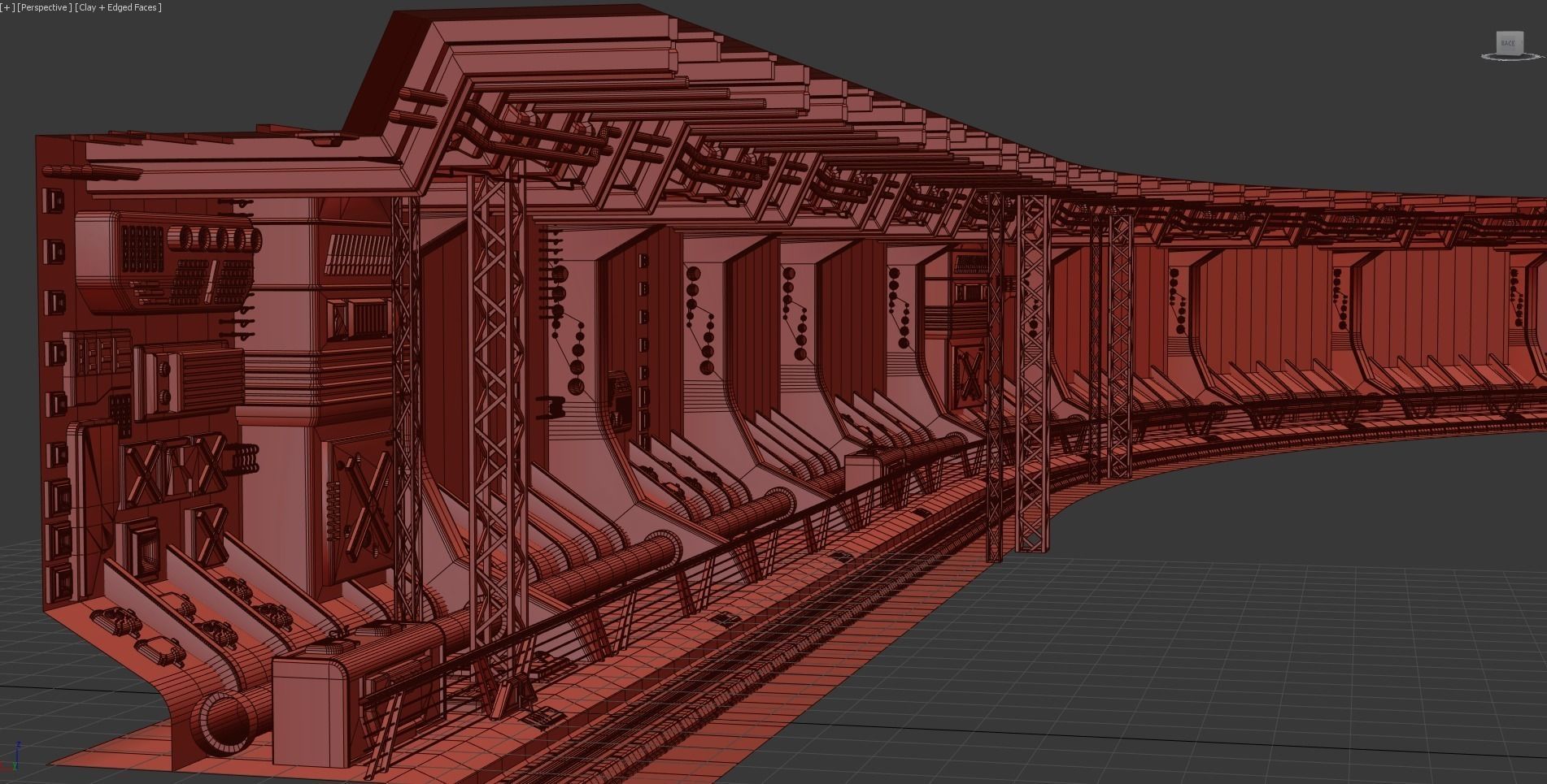 Sci Fi underground tunnel 3D model_3