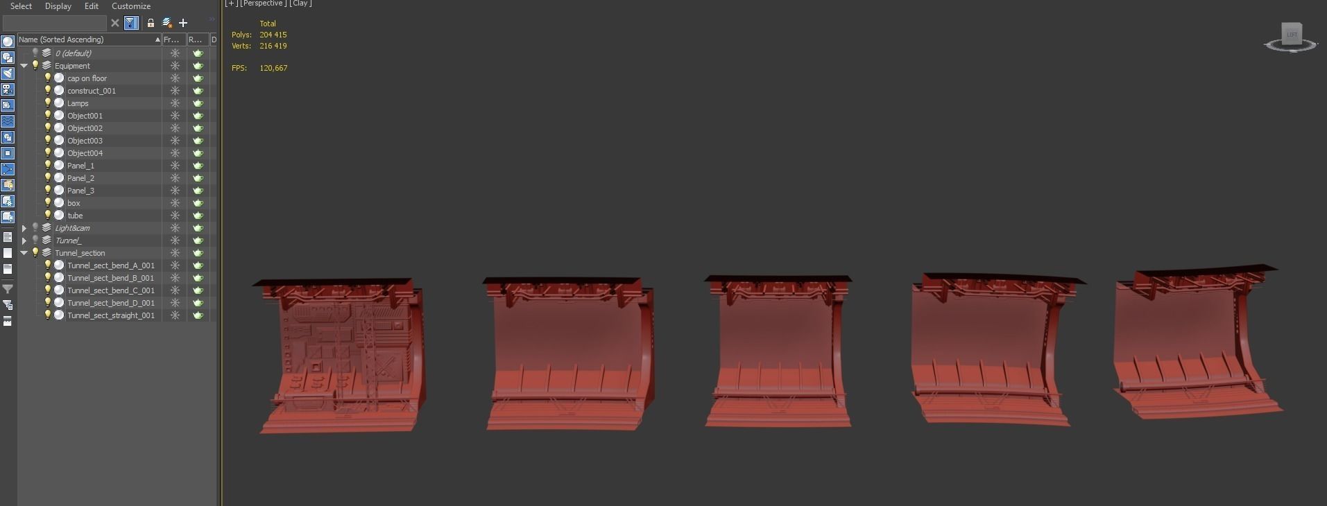 Sci Fi underground tunnel 3D model_5