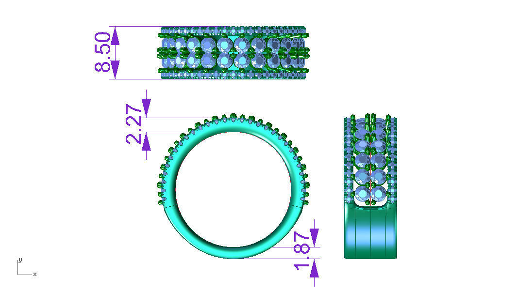 ZLR0149 elegant diamond ring gold 3D print model_2