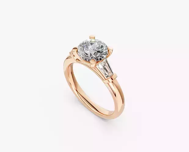ZLR0148 engagement ring with baguette diamonds