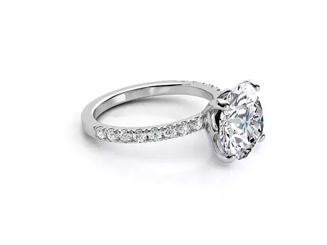 ZLR0147 engagement ring with round brilliant cut diamond 3D print model