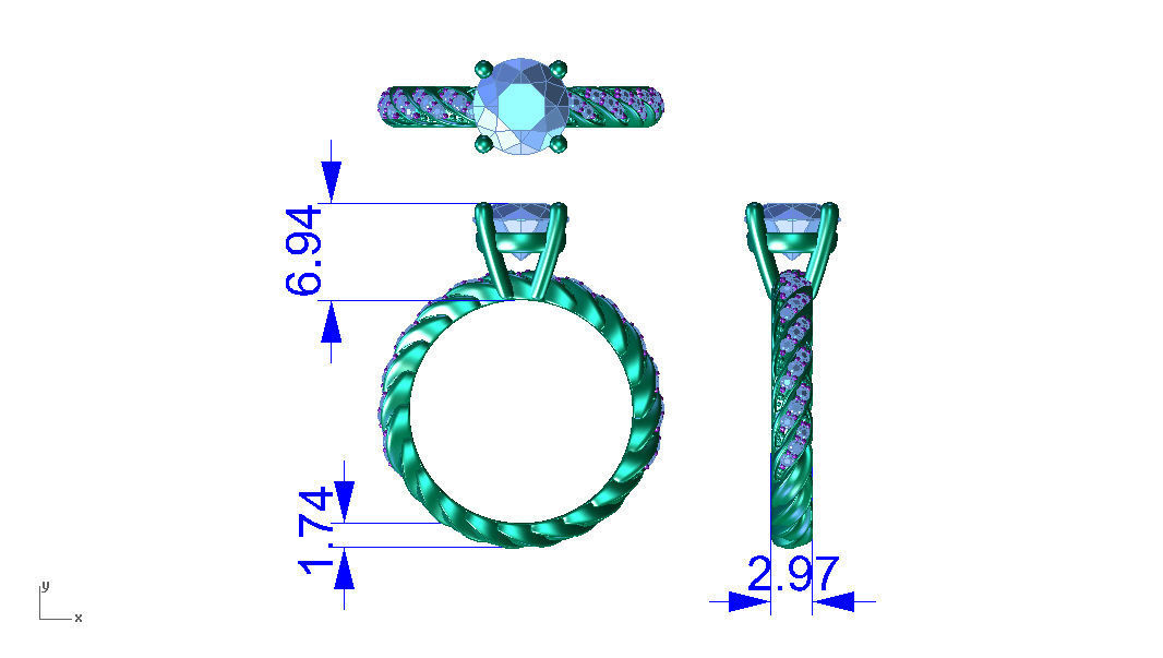 ZLR0141 braided diamond engagement ring 3D print model_5