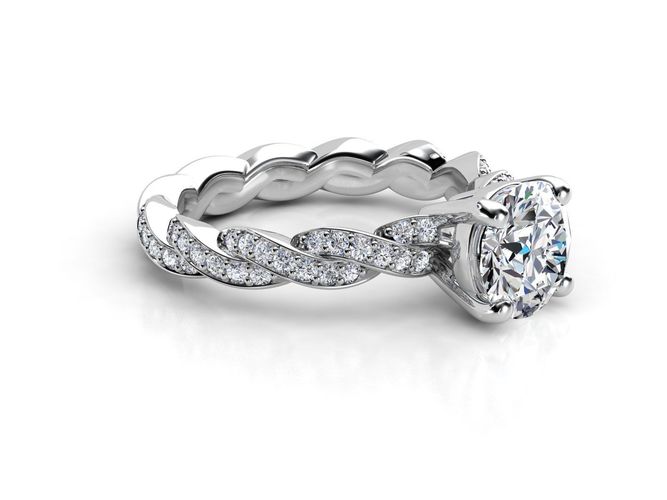 ZLR0141 braided diamond engagement ring 3D print model