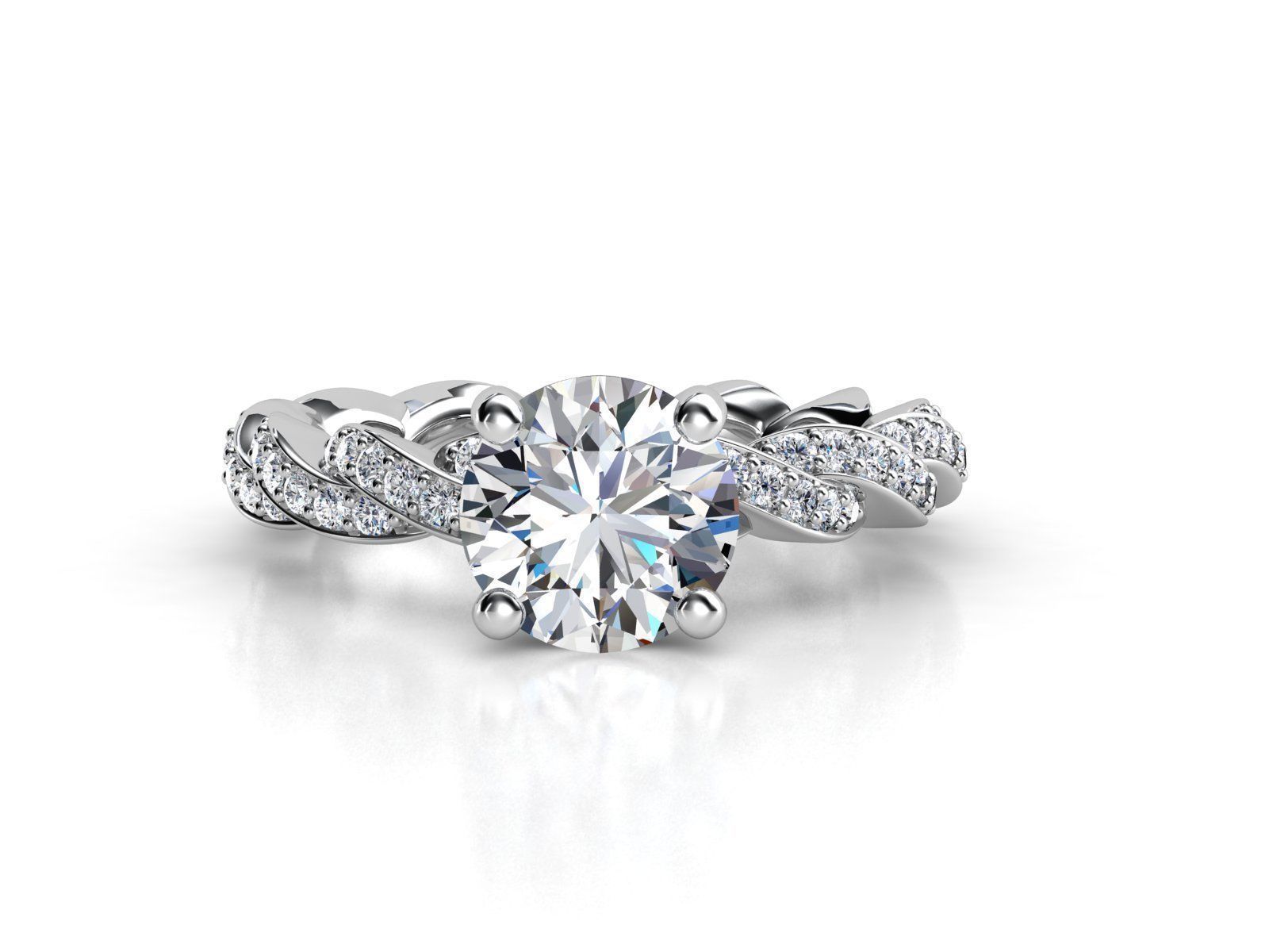ZLR0141 braided diamond engagement ring 3D print model_1
