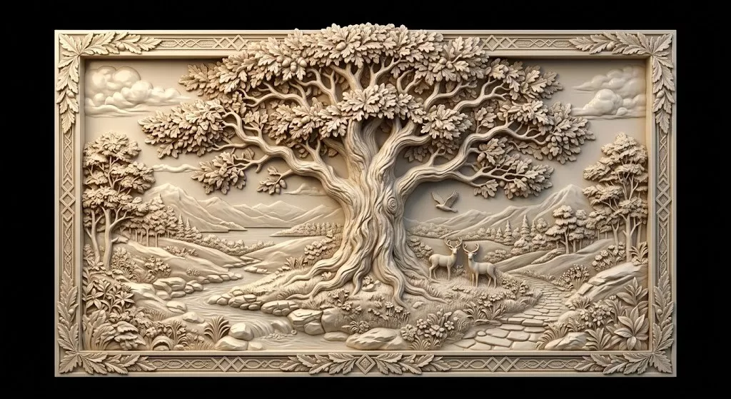 Classic Tree of Life Forest Wall Panel Relief STL MAX RLF OBJ 3D model