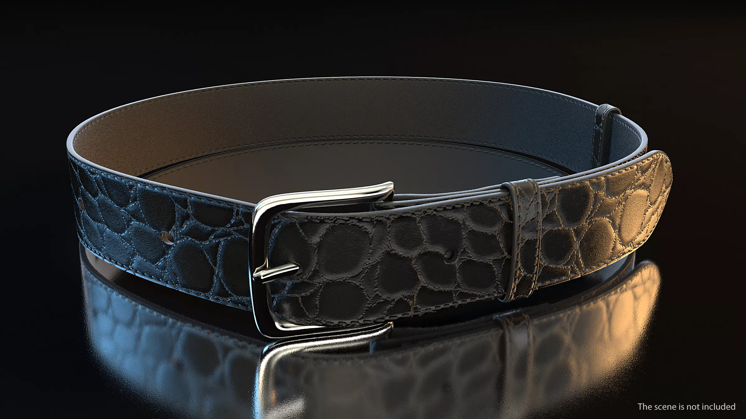 Black Crocodile Belt for Men 3D model