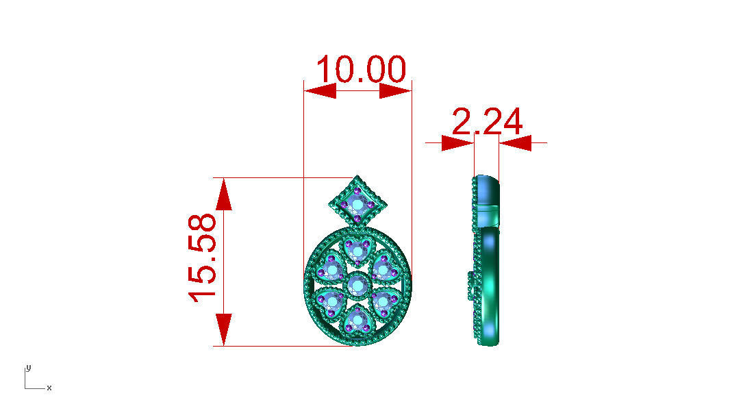 ZLE09 pair of earrings with diamonds gold 3D print model_2