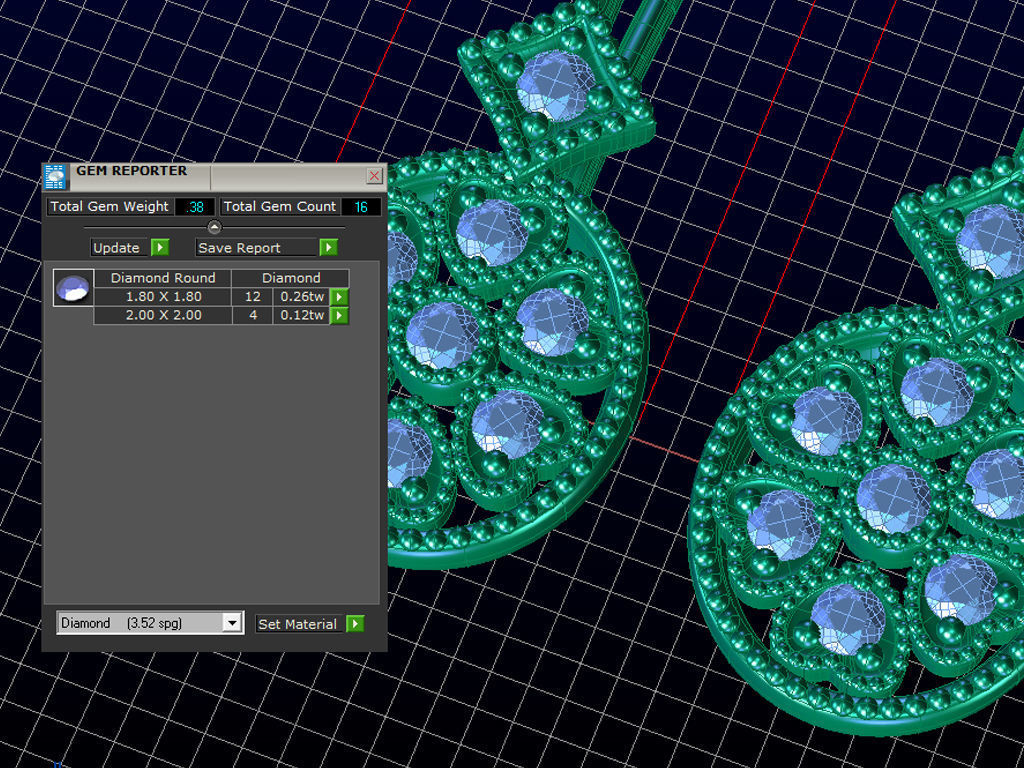 ZLE09 pair of earrings with diamonds gold 3D print model_3