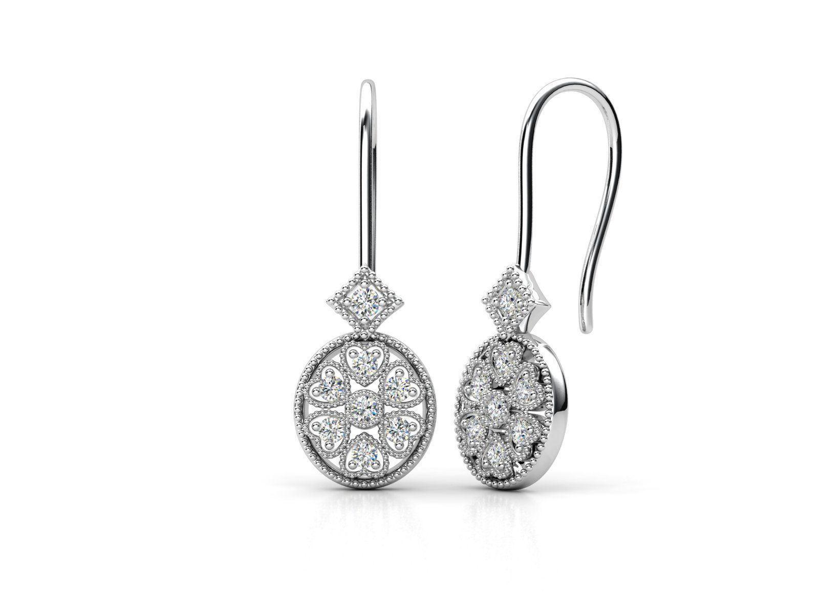 ZLE09 pair of earrings with diamonds gold 3D print model_1