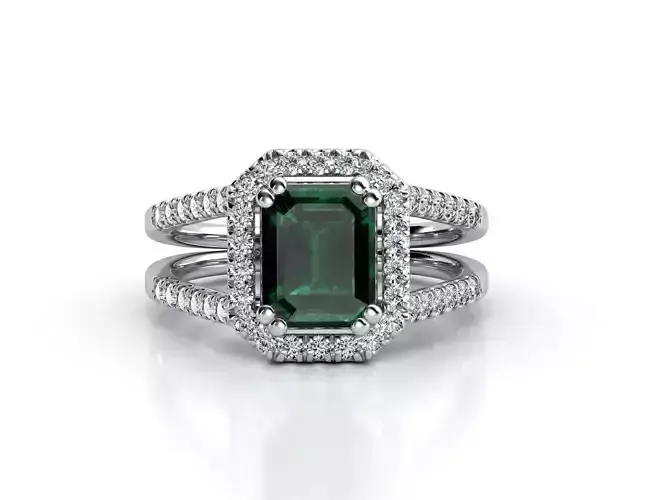 ZLR071 emerald and diamond ring
