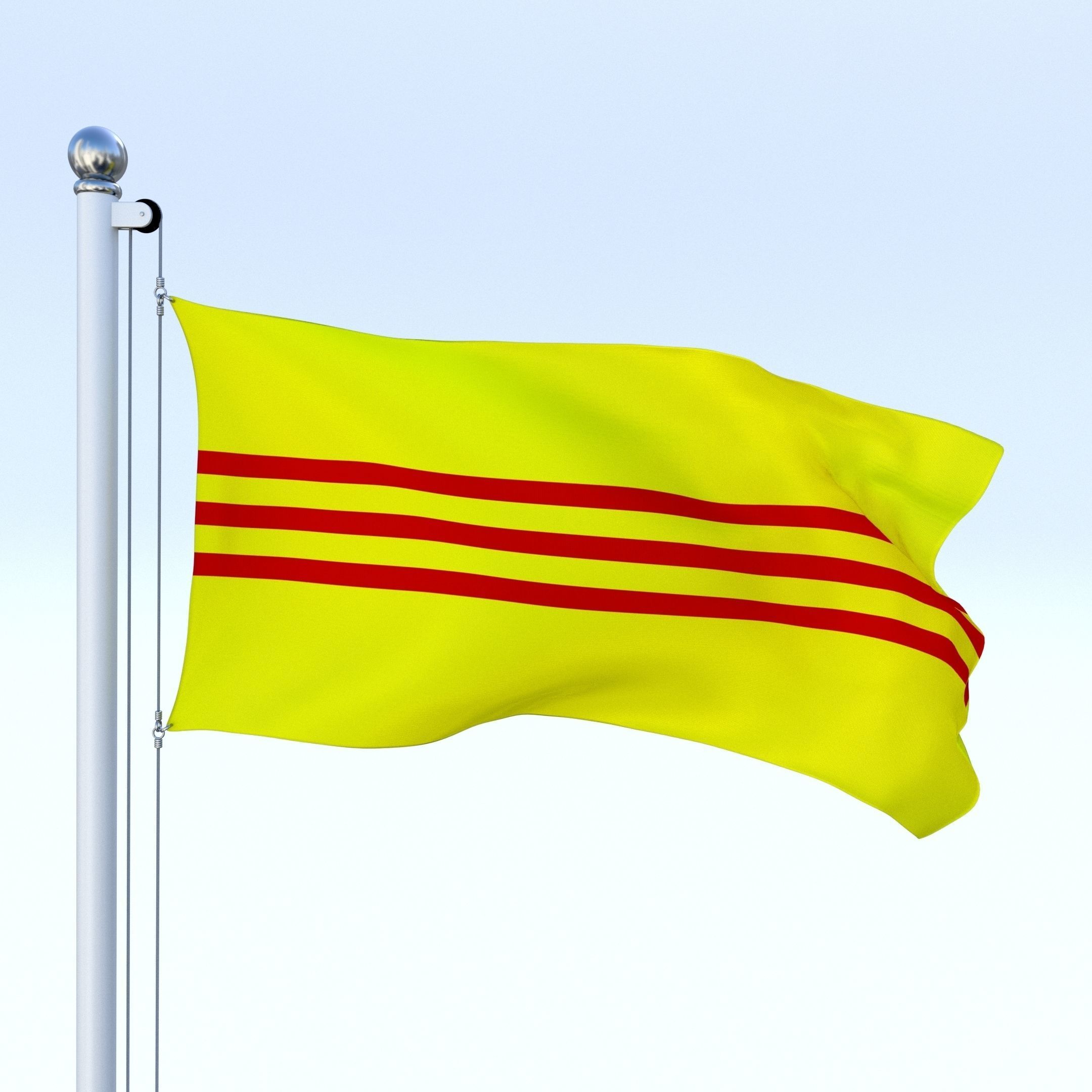 Animated South Vietnam Flag Low-poly 3D model_2