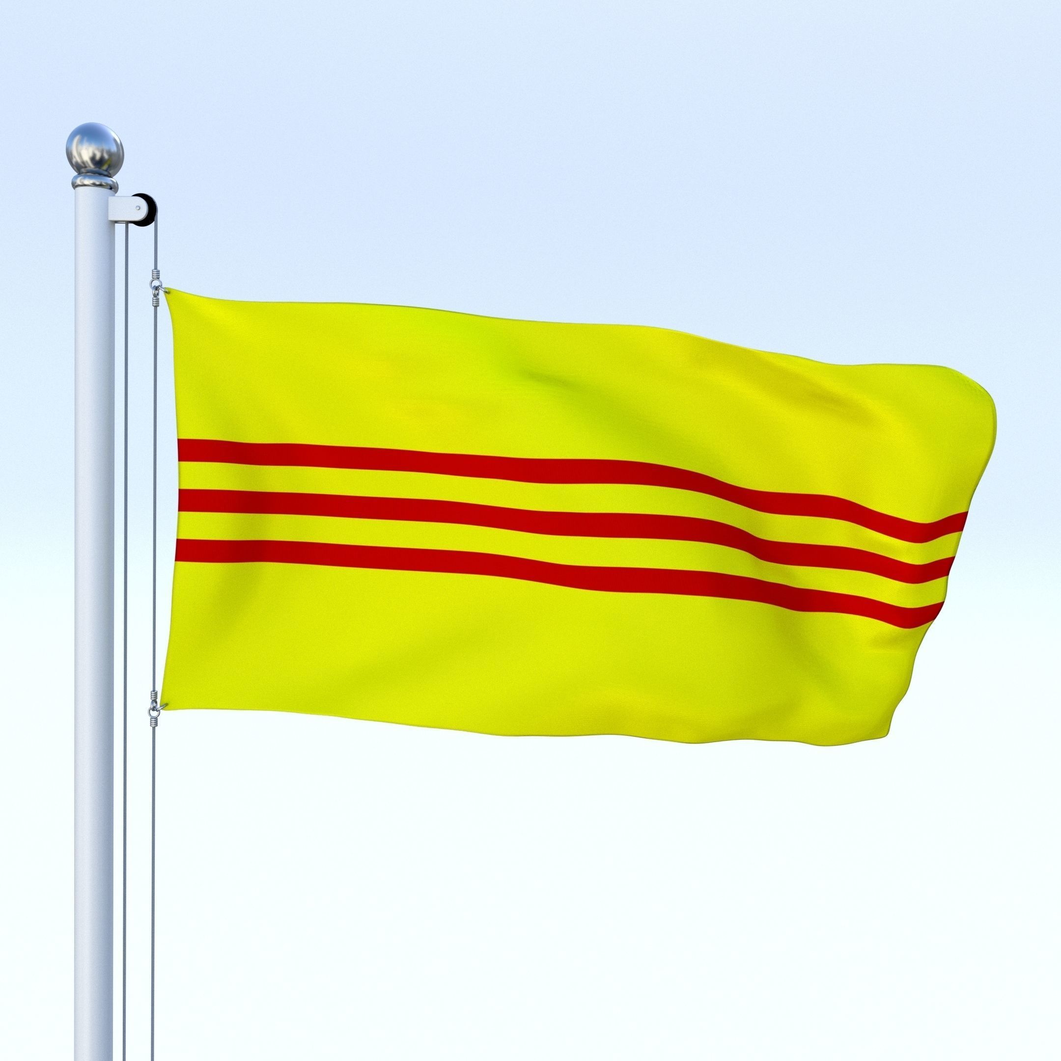 Animated South Vietnam Flag Low-poly 3D model_9