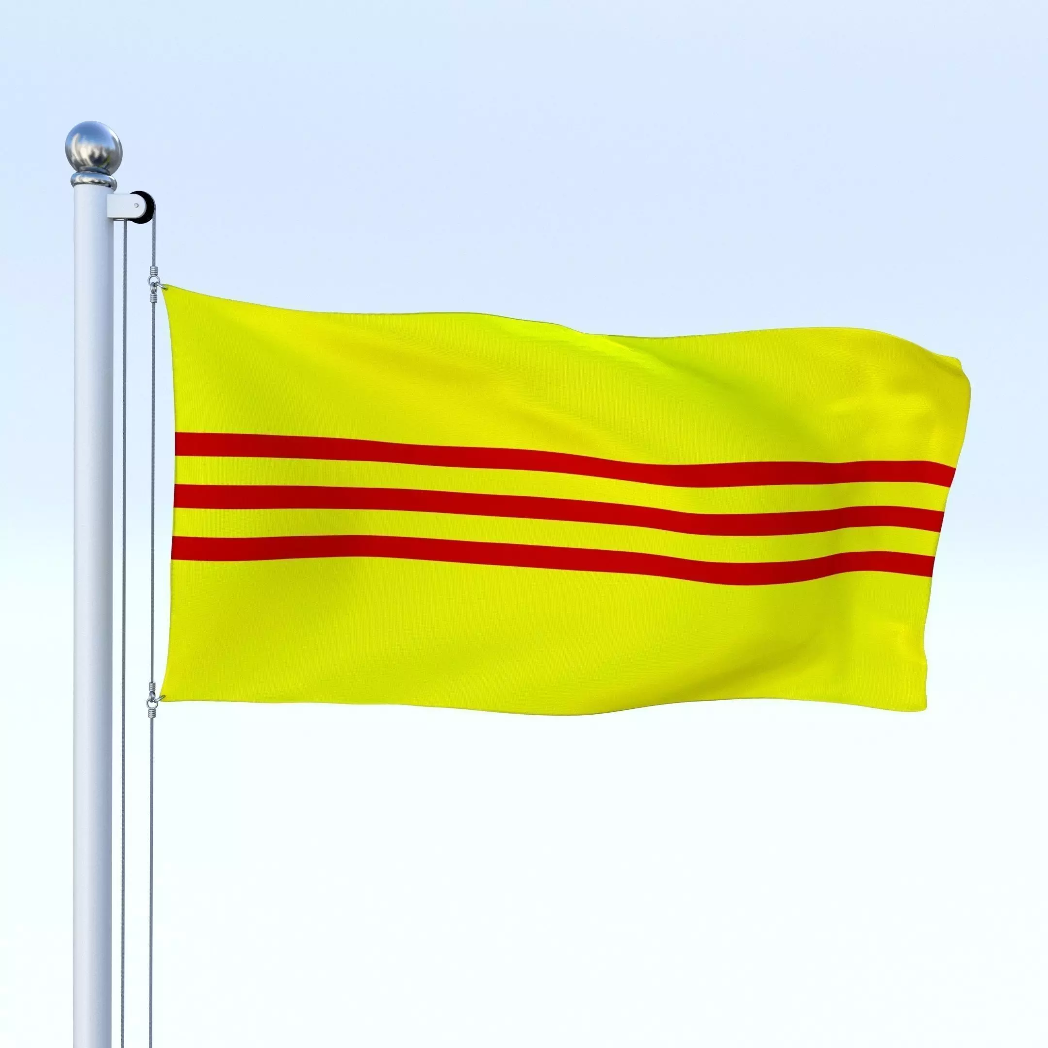 Animated South Vietnam Flag Low-poly 3D model_0