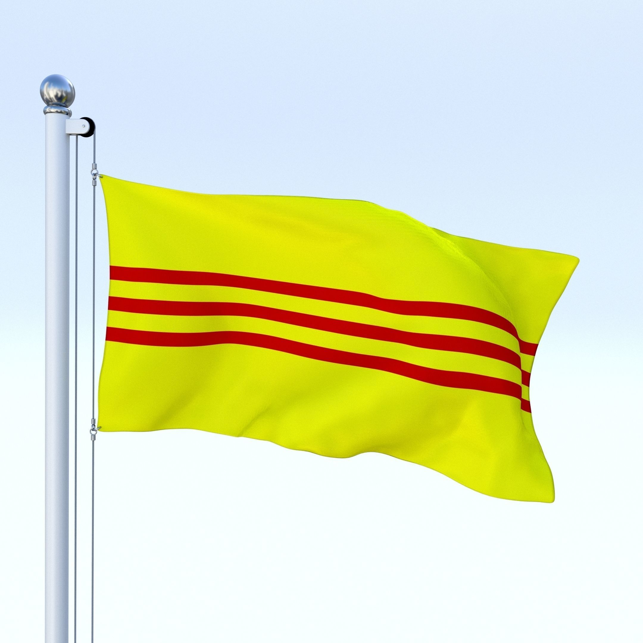 Animated South Vietnam Flag Low-poly 3D model_1