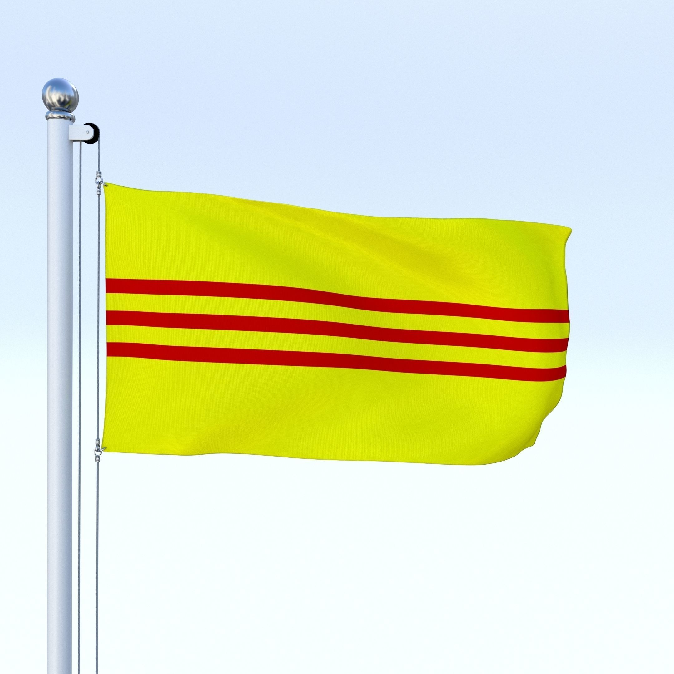 Animated South Vietnam Flag Low-poly 3D model_3